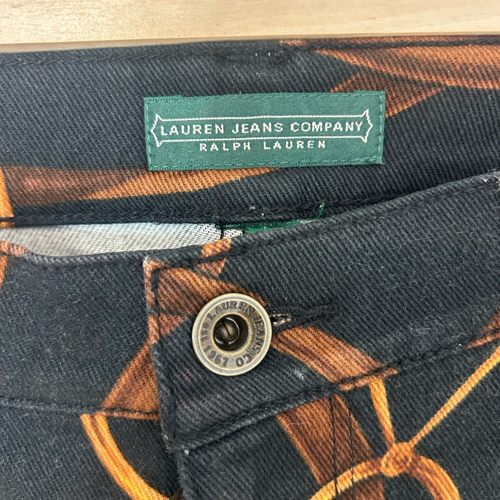 Beautiful Ralph Lauren Black Straight-Leg Jeans with Bridle Print❤️10/L - Picture 6 of 11
